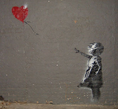 grafit devojčice sa balonom u obliku srca, Banksy