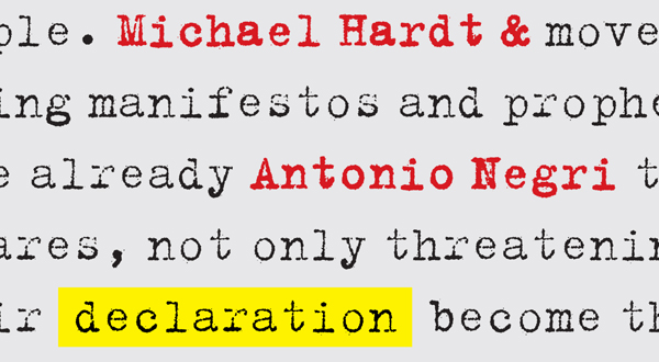 Naslovna strana Deklaracije, Michael Hardt, Antonio Negri, 2012.