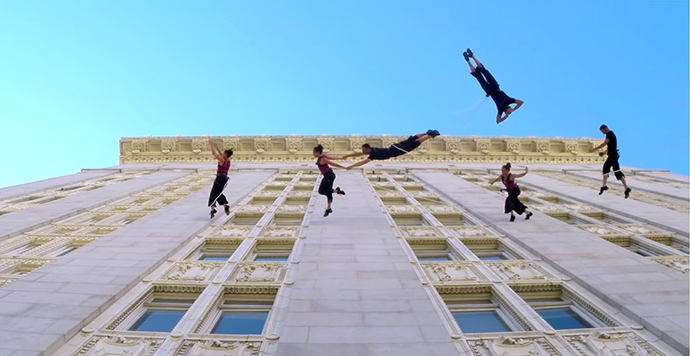 Waltz on the Walls, An Aerial Dance Performance on the Side of Oakland City Hall