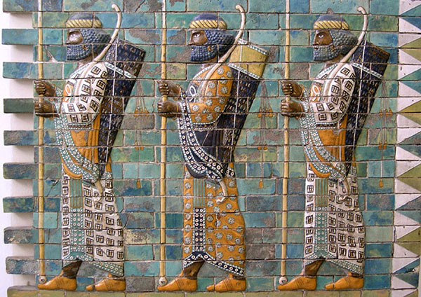 Takmičenje iz streljaštva, glazirana cigla, 500. pne, Susa, Persija
