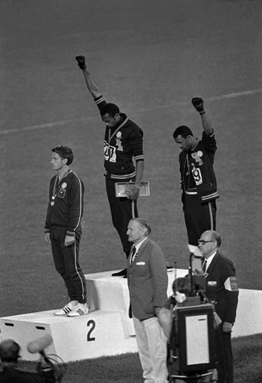 The Black Power salute at the 1968 Olympics, Tommie Smith and John CarlosBlack, foto: AP