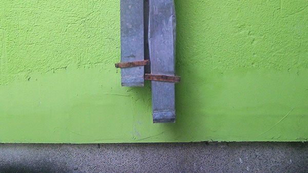oluk na zelenom zidu