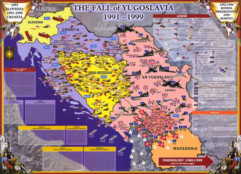 Mapa raspada Jugoslavije Suade Kapić, uramljena iza Borkinog stola