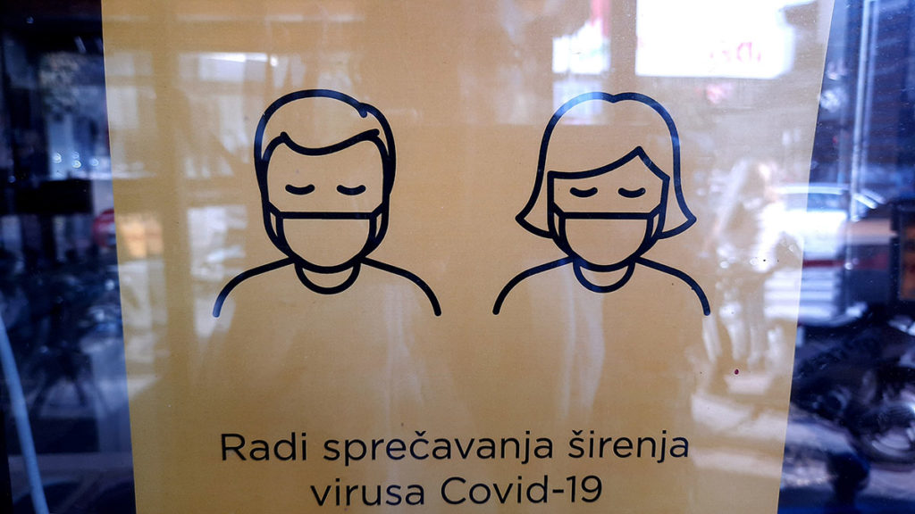 Plakat na kojem piše: Radi sprečavanja širenja virusa Covid-19