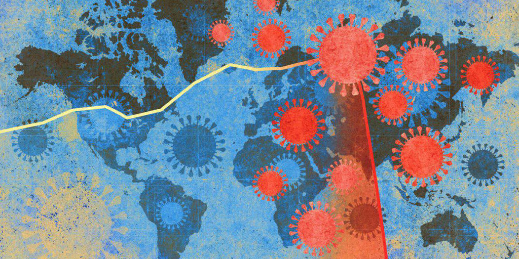 Ilustracija - širenje korona virusa po svetu