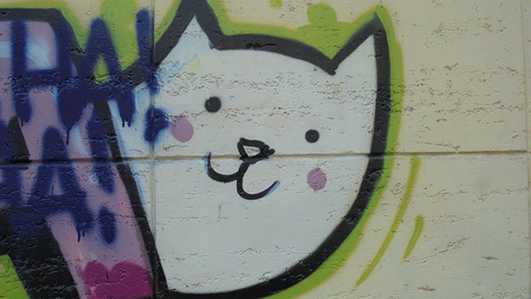 mačka nacrtana na zidu