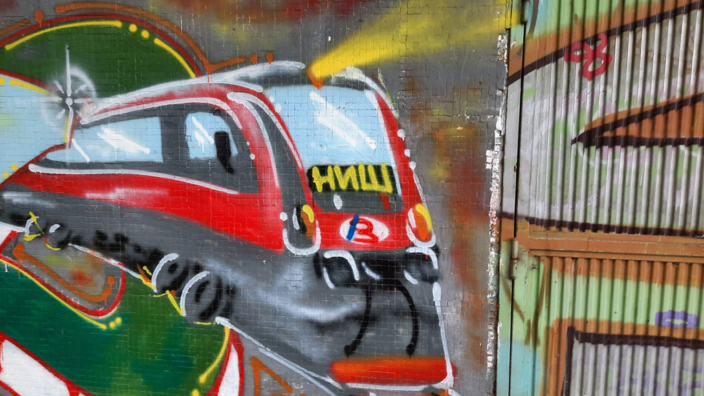 Belgrade graffiti, a train from the Southern Serbian town of Nis, photo: Pescanik