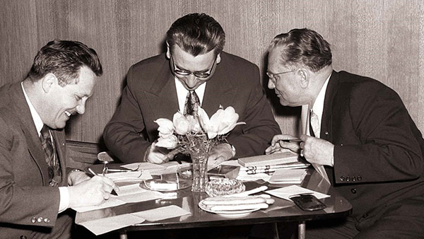 VII kongres SKJ 1958. u Ljubljani: Kardelj, Ranković, Tito