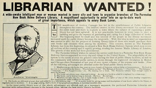 Potrebni bibliotekari, oglas od 1.1.1901, foto: The Literary Digest/Wikimedia Commons