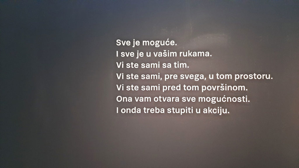Credo Vladimira Veličkovića, sa retrospektive u MSU 2021, foto: Peščanik