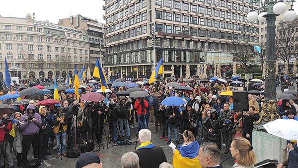 Protest povodom dvogodišnjice invazije na Ukrajinu, Beograd, 24.2.2024, foto: Peščanik